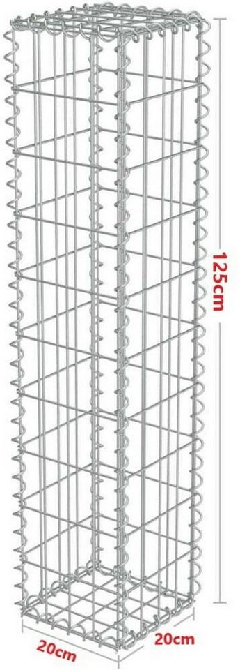 Defactoshop Gabionenzaun Defacto Gabionen-Steinsäule Eckig Dekorative Gabionen Säule für den Außenbereich Drahtstärke: 4mm, Inkl. Distanzhalterung von Defactoshop