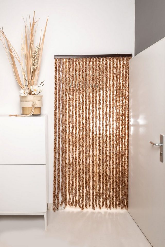 Defactoshop Insektenschutz-Vorhang Türvorhang Fadenvorhang Flauschvorhang PVC Brauen/Beige MIX, BxH 100x200cm,100x220cm 90x200cm von Defactoshop