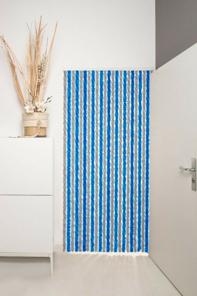 Defactoshop Insektenschutz-Vorhang Türvorhang Faden Flauschvorhang 100x200cm Fliegenschutz Grau/Blau, BxH 100x200 von Defactoshop