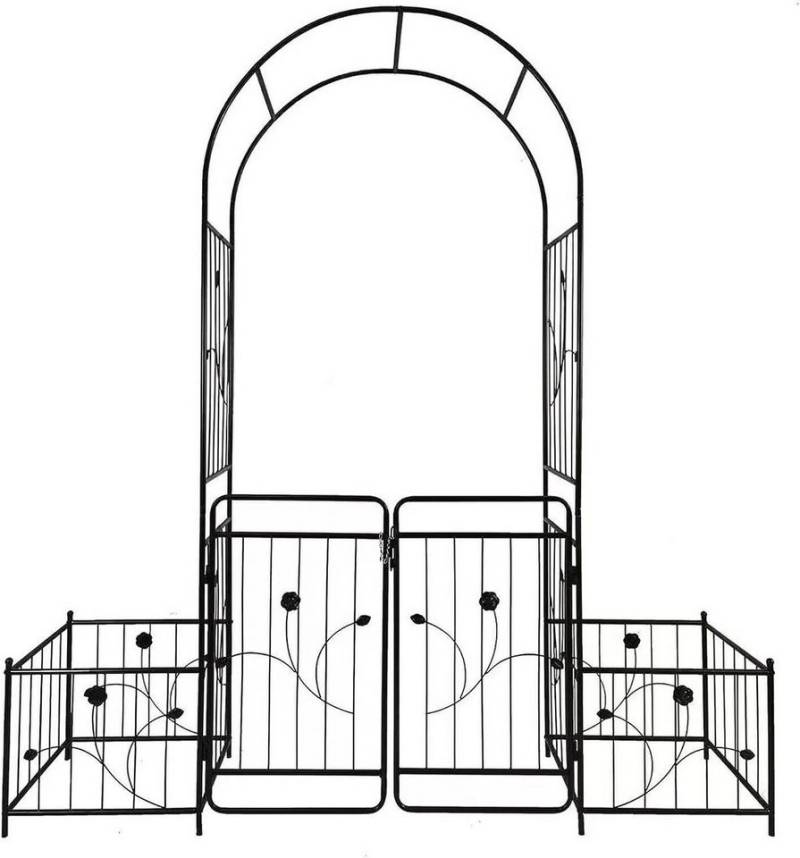 Defactoshop Rosenbogen Rosensäule Gartenbogen Rankgitter Rankhilfe mit TOR und Beet 57, Maßen: 202 / 102 x 50 x 220 cm von Defactoshop
