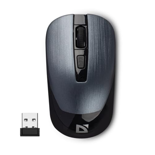 Defender® Wave Kabellose Maus – 2.4 GHz Wireless, Geräuschlose Tasten, 1600 DPI, Optischer Sensor, Ergonomisch, Ultraleicht 50g, PTFE-Gleitfüße, Symmetrisches Design, Grau, Für PC, Laptop, Büro von Defender