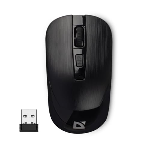 Defender® Wave Kabellose Maus – 2.4 GHz Wireless, Geräuschlose Tasten, 1600 DPI, Optischer Sensor, Ergonomisch, Ultraleicht 50g, PTFE-Gleitfüße, Symmetrisches Design, Schwarz, Für PC, Laptop, Büro von Defender