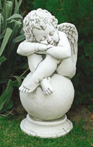 Engel auf der Kugel (S440) Putte Kinder Gartenfiguren Grabengel Statuen Steinguss 60 cm Figur Deko Dekoration von Defi Deko- und Figurenhandel