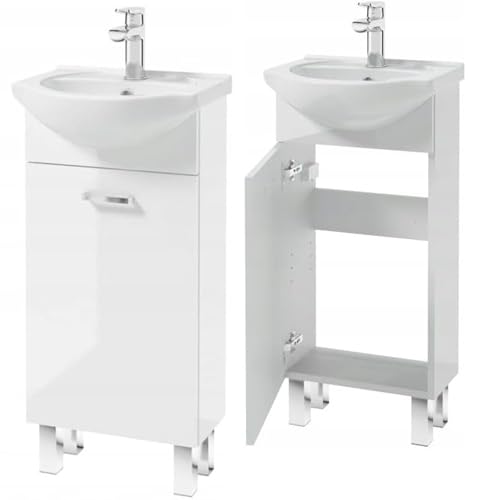 .Deftrans Domodomo Badezimmerschrank mit Waschbecken, 38 x 84 x 20 cm weißer stehend Waschbeckenschrank, kleine waschbecken mit unterschrank gäste wc von .Deftrans