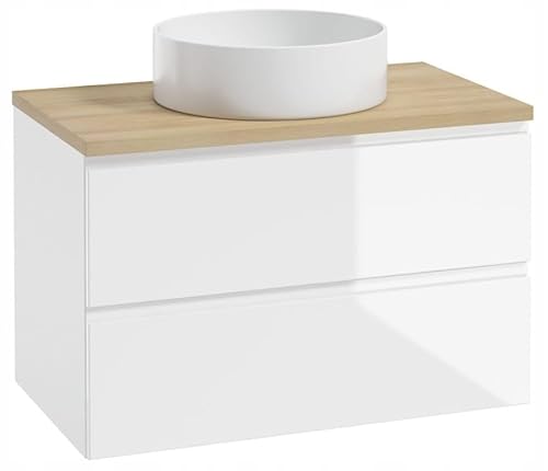 .Deftrans Domodomo - Badezimmerschrank mit Waschbecken – weißer Hängeschrank mit rundem Waschtisch, 100 x 50 x 46 cm Badschrank mit Schubladen .Deftrans Domodomo - Badezimmerschrank mit Waschbecken – weißer Hängeschrank mit rundem Waschtisch, 100 x 50 x 46 cm Badschrank mit Schubladen von .Deftrans