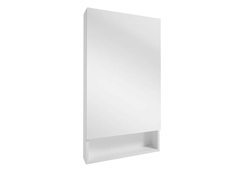 Deftrans Domodomo weiß laminierte Platte,Badezimmerwandschrank mit Spiegel schmaler Badezimmerwandschrank4 Einlegeböden, Badezimmermöbel (50 x 90 cm Lupo) von .Deftrans