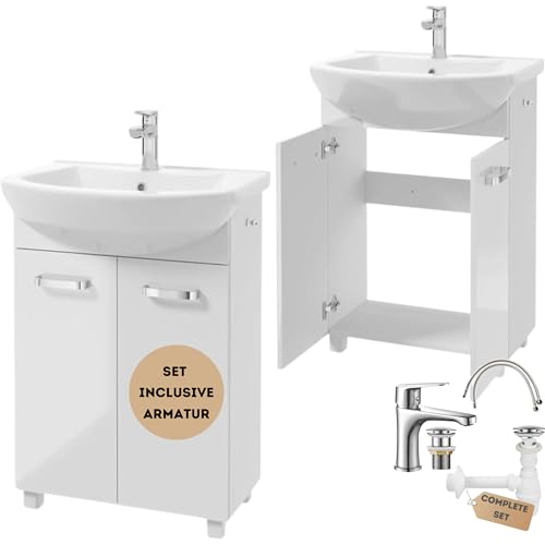 Deftrans waschbecken mit unterschrank stehend Badmöbel Set 85x60x40 cm, weißer Hochglanz, Waschbeckenunterschrank mit Waschbecken und Armatur mit klick-Stecker, Badezimmer waschbeckenschrank Deftrans waschbecken mit unterschrank stehend Badmöbel Set 85x60x40 cm, weißer Hochglanz, Waschbeckenunterschrank mit Waschbecken und Armatur mit klick-Stecker, Badezimmer waschbeckenschrank von .Deftrans