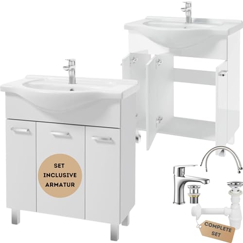 Deftrans waschbecken mit unterschrank stehend Badmöbel Set 85x75x34 cm, weißer Hochglanz, Waschbeckenunterschrank mit Waschbecken und Armatur mit klick-Stecker, komplettprogramme für Badezimmer Deftrans waschbecken mit unterschrank stehend Badmöbel Set 85x75x34 cm, weißer Hochglanz, Waschbeckenunterschrank mit Waschbecken und Armatur mit klick-Stecker, komplettprogramme für Badezimmer von .Deftrans
