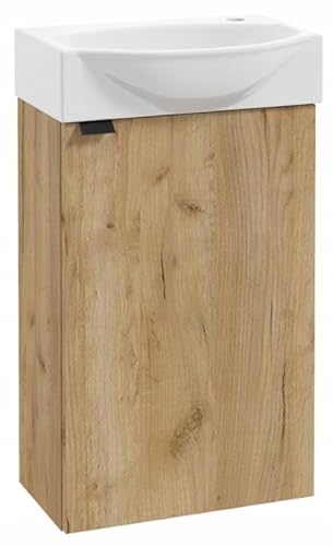 Deftrans wc waschbecken mit unterschrank 69 x 40 x 21,3 cm, waschtisch mit unterschrank gäste wc klein, waschtischunterschrank - gäste wc möbel Eiche, waschbecken gästebad von .Deftrans