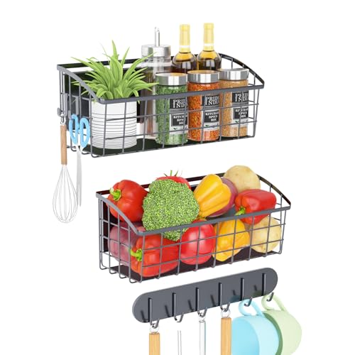 Magnetisches Regal für Kühlschrank, mit 2 beweglichen Haken und 1 Hakenleiste, magnetisches Kühlschrankregal, Obstkartoffel, Zwiebel-Aufbewahrungsregale, großes magnetisches Gewürzregal für Magnetisches Regal für Kühlschrank, mit 2 beweglichen Haken und 1 Hakenleiste, magnetisches Kühlschrankregal, Obstkartoffel, Zwiebel-Aufbewahrungsregale, großes magnetisches Gewürzregal für von DegMongee