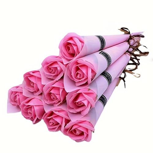 1x Die LIEBESROSE🌹 - Valentinstagsgeschenk für Ehefrau, Rosenstrauß, Blumenstrauß, Geschenk für Freundin, Geburtstagsgeschenk für Frau, Muttertag und Muttertagsgeschenk (von Partygeschenke24) (Rosa) von Deggelbam