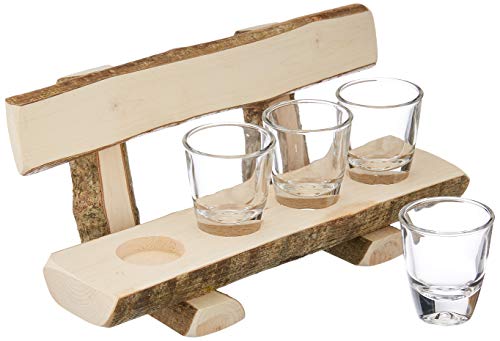 Deggelbam Holzbank mit Schnapsgläsern // Shotgläser // Schnapsbank // Geschenk Naturprodukt 100% Bio von Deggelbam