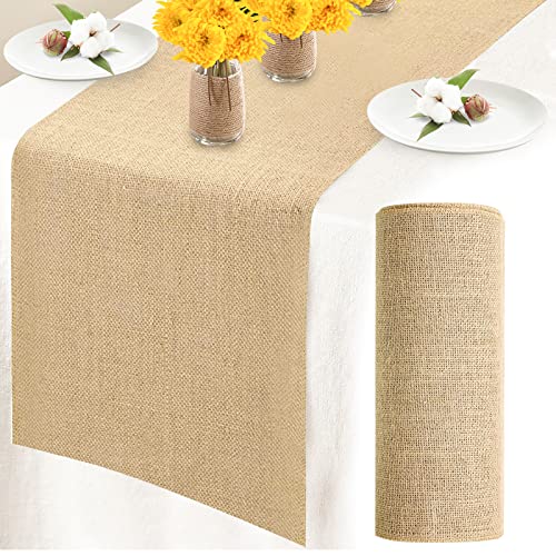 Deggodech 10m Tischläufer Jute Rolle Vintage Jutestoff Tischläufer Sackleinen Rustikal Vintage Hochzeit Tischdeko Dekorationen (Jute, 30cm x 10m) von Deggodech