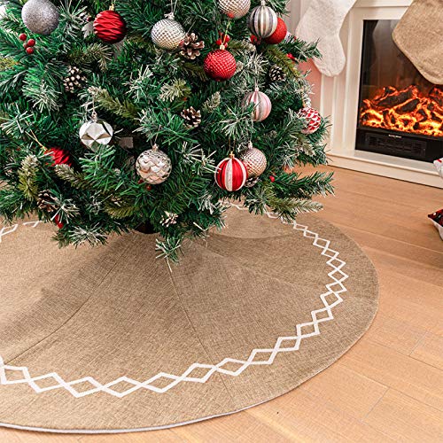 Deggodech 122cm Jute Weihnachtsbaumrock Sackleinen Weihnachtsbaum Röcke Weihnachtsbaumdecke Jute weihnachtsbaumständer für Weihnachtsfeiertag Dekorationen (Jute, 48zoll) von Deggodech