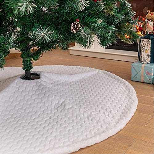 Deggodech 122cm Weihnachtsbaum Röcke Weiß Plüsch Weihnachtsbaum Rock Groß Weißer Kunstpelz Weihnachtsbaumdecke Fell Christbaumständer Teppich für Weihnachtsfeiertag Dekorationen (Weiß-H, 48zoll) von Deggodech