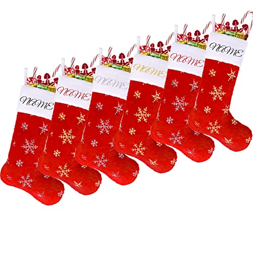 Deggodech Weihnachtsstrümpfe Personalisiert Namen 6 Stück Groß Rot Plüsch Weihnachtsstrumpf Bestickt Personalisiert Red Custom Christmas Stockings für Weihnachten Familie Kamin Dekorationen Deggodech Weihnachtsstrümpfe Personalisiert Namen 6 Stück Groß Rot Plüsch Weihnachtsstrumpf Bestickt Personalisiert Red Custom Christmas Stockings für Weihnachten Familie Kamin Dekorationen von Deggodech