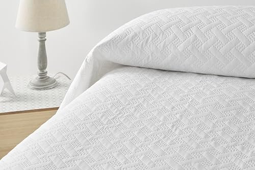 Degrees Home - LISO - Tagesdecke für 150 cm - Tagesdecke Bouti Bett - Frühling und Sommer - 250 x 260 cm - Weiß von Degrees home