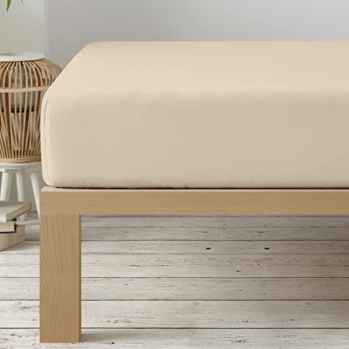 Degrees Home - Collection - Spannbettlaken – 100% Polyester, Hochwertige Mikrofaser, Rundum-Gummizug, Atmungsaktiv & Pflegeleicht, Oeko-Tex Standard -150x200x33 – Beige von Degrees home