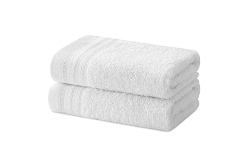 Degrees Home – Set mit 2 Bidet-Handtüchern, Badetüchern, kleinen Handtüchern, 100 % Baumwolle, 480 g/m², Maße 30 x 50 cm - WEISS von Degrees home