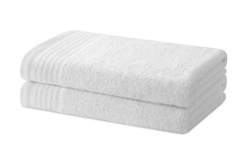 Degrees Home – Set mit 2 Bade- oder Duschtüchern – Handtuch-Set – 100 % Baumwolle – 480 g/m2 – 130 x 65 cm - WEISS von Degrees home
