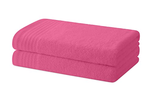 Degrees home – Set mit 2 Bade- oder Duschtüchern – Handtuch-Set – 100% Baumwolle – 480 g/m2 – 130 x 65 cm - ROSA von Degrees home