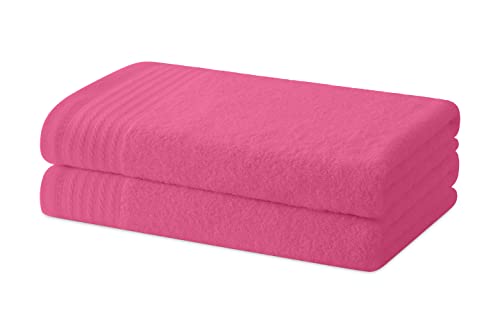 Degrees Home – Set mit 2 Bade- oder Duschtüchern – Handtuch-Set – 100 % Baumwolle – 480 g/m2 – 130 x 65 cm - ROSA von Degrees home