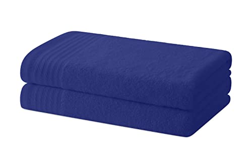 Degrees Home – Set mit 2 Bade- oder Duschtüchern – Handtuch-Set – 100 % Baumwolle – 480 g/m2 – 130 x 65 cm - MARINE von Degrees home