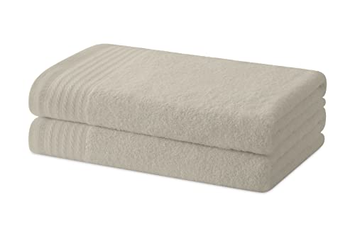 Degrees Home – Set mit 2 Bade- oder Duschtüchern – Handtuch-Set – 100 % Baumwolle – 480 g/m2 – 130 x 65 cm - BEIGE von Degrees home