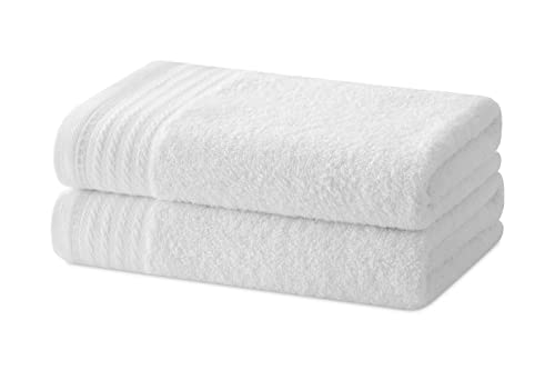 Degrees Home – Set mit 2 Handtüchern – Badetücher – 100 % Baumwolle – 480 g/m2 – 100 x 50 cm - WEISS von Degrees home