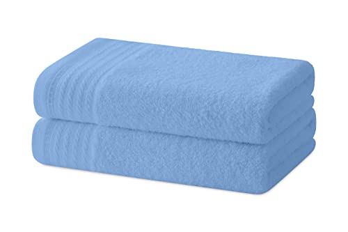 Degrees Home – Set mit 2 Handtüchern – Badetücher – 100 % Baumwolle – 480 g/m2 – 100 x 50 cm - HIMMELBLAU von Degrees home