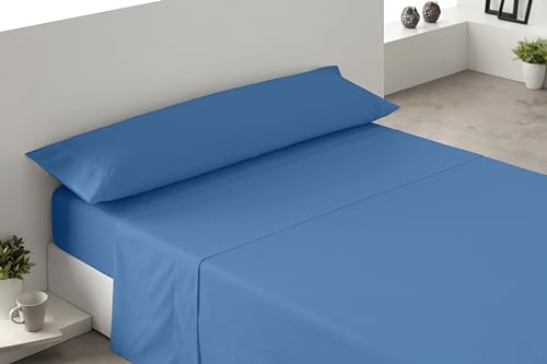 Degrees home – Kollektion – 3-teiliges Bettlaken-Set – Spannbettlaken, Oberlaken und Kissenbezug – 135-cm-Bett – 100% Polyester - Blau von Degrees home