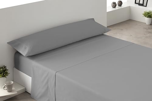 Degrees home – Kollektion – 3-teiliges Bettlaken-Set – Spannbettlaken, Oberlaken und Kissenbezug – 135-cm-Bett – 100% Polyester - Grau von Degrees home