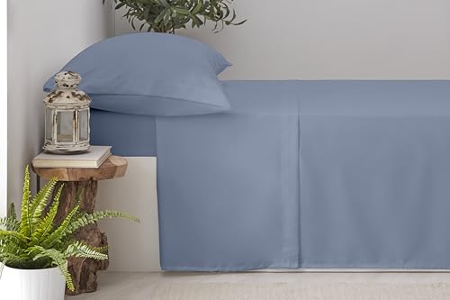 Degrees home – Spannbettlaken Set 200x200 cm – 4-teilig – Mikrofaser Bettlaken + 2 Kissenbezüge 80x50 – Grau-blau von Degrees home