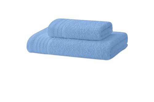 Degrees Home – Handtuch-Set – 1 Bidet-Handtuch, 1 Handtuch, 100 % Baumwolle, 480 g/m², Maße 30 x 50 cm/ 50 x 100 cm – HIMMELBLAU von Degrees home