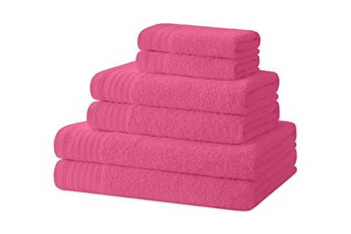 Degrees home – Badetücher – Handtuch-Set – 2 Duschtücher, 2 Handtücher und 2 Bidet-Handtücher – 100% Baumwolle – 480 g/m2 – 2-30X50 / 2-50X100 / 2-65X130 – ROSA von Degrees home