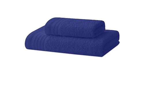 Degrees Home – Handtuch-Set – 1 Bidet-Handtuch, 1 Handtuch, 100 % Baumwolle, 480 g/m², Maße 30 x 50 cm/ 50 x 100 cm – MARINE von Degrees home