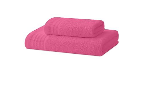 Degrees Home – Handtuch-Set – 1 Bidet-Handtuch, 1 Handtuch, 100 % Baumwolle, 480 g/m², Maße 30 x 50 cm/ 50 x 100 cm – ROSA von Degrees home