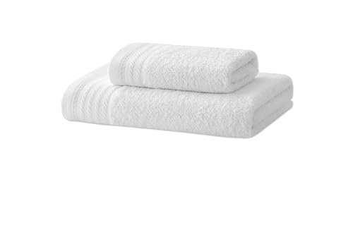 Degrees Home – Handtuch-Set – 1 Bidet-Handtuch, 1 Handtuch, 100 % Baumwolle, 480 g/m², Maße 30 x 50 cm/ 50 x 100 cm – WEISS von Degrees home