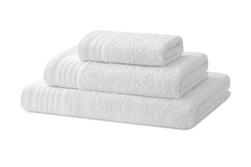 Degrees home – Badetuch-Set – Duschtuch, Handtuch und Bidet-Handtuch – 100% Baumwolle – 480 g/m2 – 1-30X50 / 1-50X100 / 1-65X130 – Weiss von Degrees home