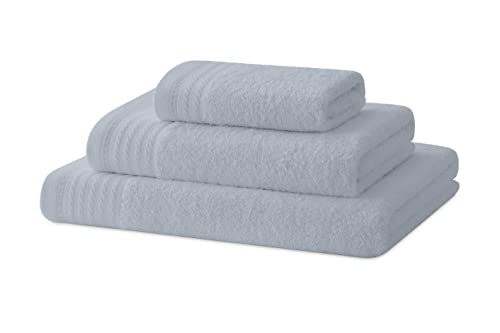 Degrees home – Badetuch-Set – Duschtuch, Handtuch und Bidet-Handtuch – 100% Baumwolle – 480 g/m2 – 1-30X50 / 1-50X100 / 1-65X130 – GRAU von Degrees home