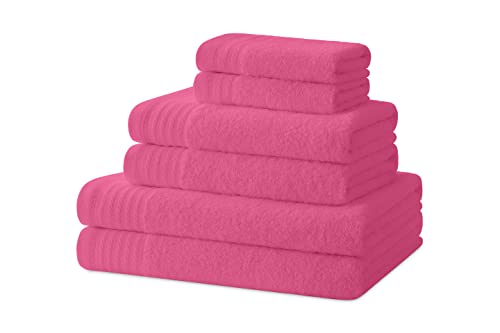 Degrees Home – Badetücher – Handtuch-Set – 2 Duschtücher, 2 Handtücher und 2 Bidet-Handtücher – 100 % Baumwolle – 480 g/m2 – 2-30X50 / 2-50X100 / 2-65X130 – ROSA von Degrees home