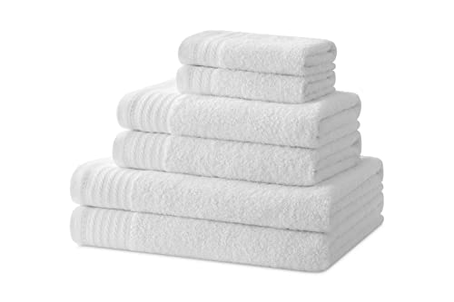 Degrees home – Badetücher – Handtuch-Set – 2 Duschtücher, 2 Handtücher und 2 Bidet-Handtücher – 100% Baumwolle – 480 g/m2 – 2-30X50 / 2-50X100 / 2-65X130 – Weiss von Degrees home