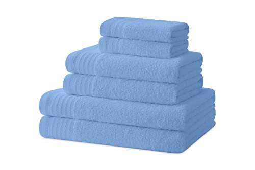 Degrees Home – Badetücher – Handtuch-Set – 2 Duschtücher, 2 Handtücher und 2 Bidet-Handtücher – 100 % Baumwolle – 480 g/m2 – 2-30X50 / 2-50X100 / 2-65X130 – HIMMELBLEU von Degrees home