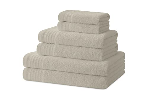 Degrees home – Badetücher – Handtuch-Set – 2 Duschtücher, 2 Handtücher und 2 Bidet-Handtücher – 100% Baumwolle – 480 g/m2 – 2-30X50 / 2-50X100 / 2-65X130 – BEIGE von Degrees home