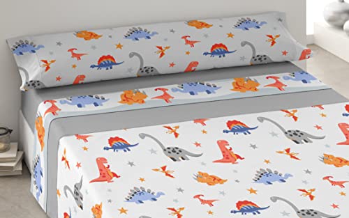 Degrees home Jurasic Bettwäsche für Kinder, 105 x 190 cm, 105 x 190 cm, Bettwäsche, 50 % Baumwolle, 50 % Polyester, 3 Teile, Grau von Degrees home