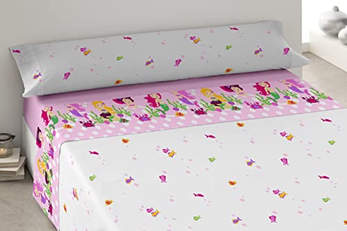 Degrees home Meerjungfrau - Bettwäsche für Kinder, 105 x 190 cm, 105 x 190 cm, Bettwäsche 50% Baumwolle, 50% Polyester, 3 Teile, rosa von Degrees home