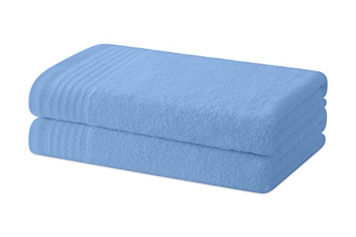 Degrees Home – Set mit 2 Bade- oder Duschtüchern – Handtuch-Set – 100 % Baumwolle – 480 g/m2 – 130 x 65 cm - HIMMELBLAU von Degrees home