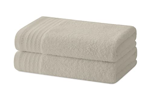 Degrees Home – Set mit 2 Handtüchern – Badetücher – 100 % Baumwolle – 480 g/m2 – 100 x 50 cm -BEIGE von Degrees home