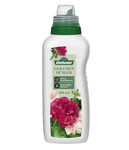 Dehner Geraniendünger, hochwertiger Flüssigdünger, Dünger für Geranien, organischer NPK-Dünger, mit Spurennährstoffen, 500 ml, für ca. 50 l, bunt von Dehner
