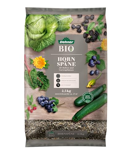 Dehner Bio Hornspäne, hochwertiger Dünger für Balkonpflanzen/Gartenpflanzen, ökologischer Universaldünger, natürliche Langzeitwirkung, 2.5 kg, ca. 25 qm von Dehner
